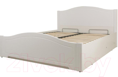 Двуспальная кровать Ижмебель Виктория 5 с ПМ 160 (белый глянец с порами/белая глянцевая пленка)