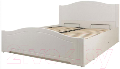 Полуторная кровать Ижмебель Виктория 33 с ПМ 120 (белый глянец с порами/белая глянцевая пленка)