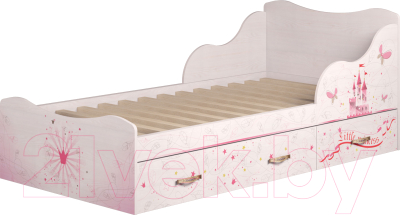 Односпальная кровать Ижмебель Принцесса 5 с ящиками 90 комплектация 1 (лиственница сибиу)