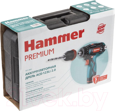 Аккумуляторная дрель-шуруповерт Hammer Premium ACD123Li 2.0 