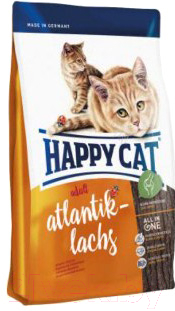 Сухой корм для кошек Happy Cat Adult Atlantik-Lachs / 70196 (10кг)