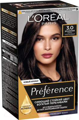 Гель-краска для волос L'Oreal Paris Preference 3 Бразилия (темно-каштановый)