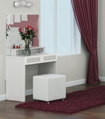 Туалетный столик с зеркалом МСТ. Мебель Белла №6 (рамух белый)