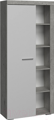 Шкаф с витриной Сакура Best №2.1 (бетон/белый глянец)