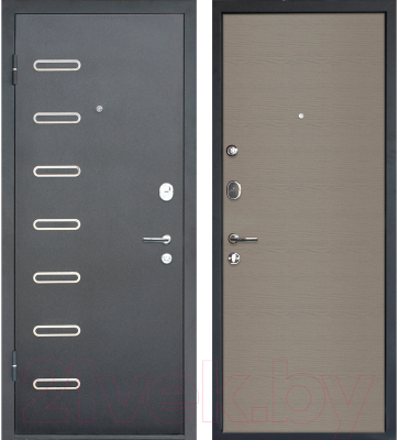 Входная дверь МеталЮр M29 Черный бархат/дуб французский серый (86x205, левая)