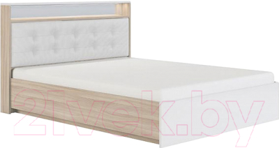 Двуспальная кровать Сакура Виктория №16ПМ с ПМ 160 (шимо светлый/белый глянец)