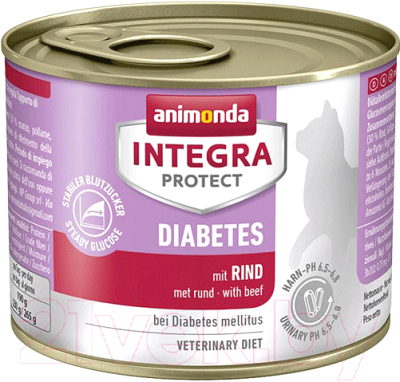 Влажный корм для кошек Animonda Integra Protect Diabetes с говядиной / 86843 (200г)