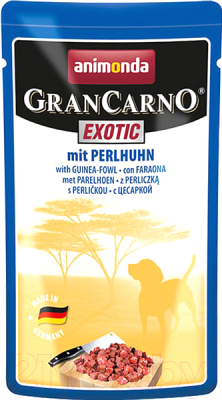 Влажный корм для собак Animonda GranCarno Exotic с мясом цесарки / 82790 (125г)