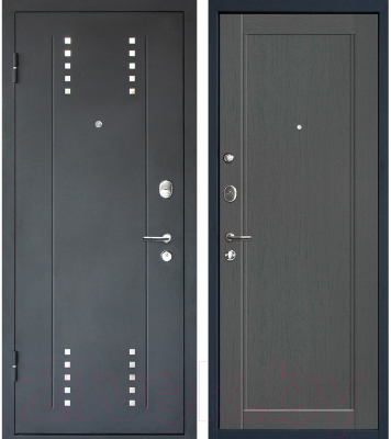 Входная дверь МеталЮр М26 Черный бархат/грувд (96x205, левая)