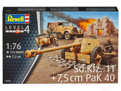 Сборная модель Revell Противотанковая пушка Pak40 и мотоцикл R75 1:76 / 03252