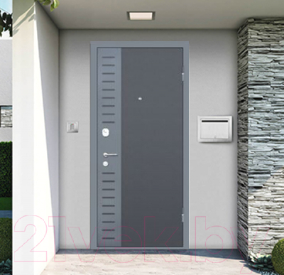 Входная дверь МеталЮр М28 Черный бархат/серый металлик/дуб шале графит (96x205, правая)