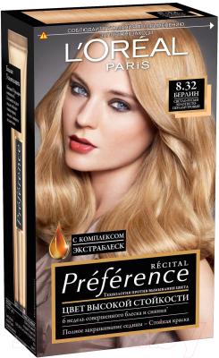 Гель-краска для волос L'Oreal Paris Preference 8.32 Берлин (св.-русый золотисто-перламутр.)