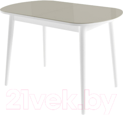 Обеденный стол Мамадома Бейз МХ 110(140)x70 со стеклом (серый/белый)