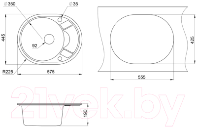 Комплект сантехники GRANULA 5802 + смеситель 35-09 (черный)