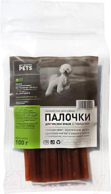 Лакомство для собак My Happy Pets Палочки для чистки зубов с говядиной / DD 003 (100г)
