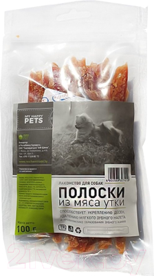 Лакомство для собак My Happy Pets Утиные полоски / DT 007 (100г)