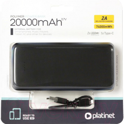 Портативное зарядное устройство Platinet 20000mAh / PMPB20TB