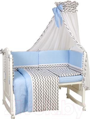 

Комплект постельный в кроватку Polini Kids, Зигзаг 7 предметов