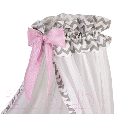Комплект постельный для малышей Polini Kids Зигзаг 7 (120x60, серый/розовый)