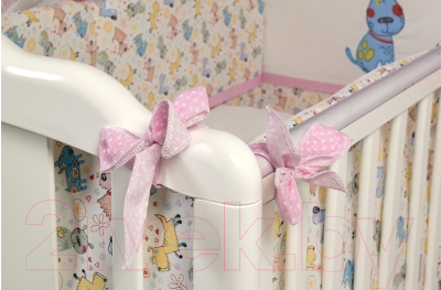 Комплект постельный для малышей Polini Kids Собачки 7 (120x60, розовый)