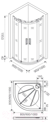 Душевой уголок Good Door Galaxy R-TD-100-C-B