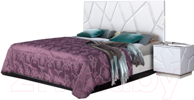 Двуспальная кровать Мебель-КМК 1600 Кензо 0674.2 (белый/белый глянец)