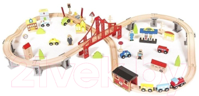 Железная дорога игрушечная Wooden Toys 70 предметов