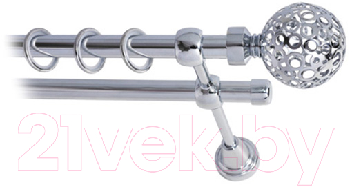 Карниз для штор Lm Decor Ажур 095 2р гладкий 25/16мм (хром, 2.4м)