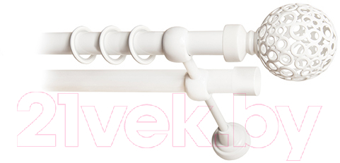 Карниз для штор Lm Decor Ажур 095 2р гладкий 25/19мм (белый глянец, 1.8м)