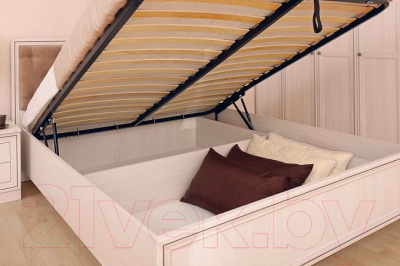 Двуспальная кровать Глазов Paola 306 Люкс с ПМ 180x200 (ясень анкор светлый/патина Furor Brown Grey)