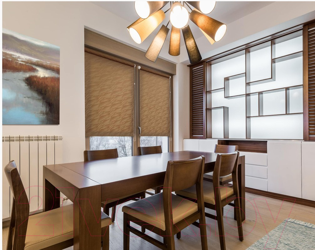 Рулонная штора Delfa Сантайм Жаккард Веда СРШ-01М 827 (43x170, какао) — фото 5