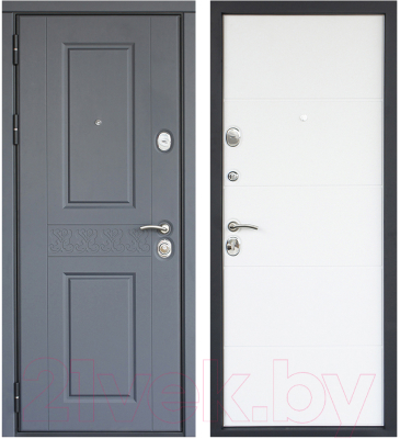 Входная дверь Staller Раффинато Антрацит/белый (86x205, левая)