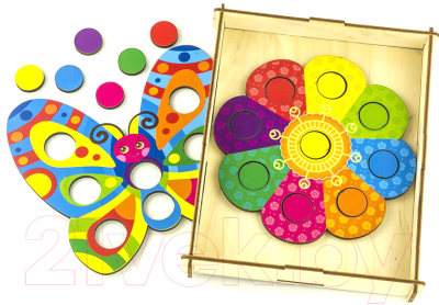 Развивающая игрушка WoodLand Toys Мозаика. Цветок и бабочка / 067302