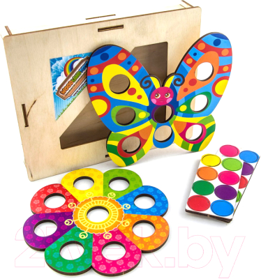 Развивающая игрушка WoodLand Toys Мозаика. Цветок и бабочка / 067302