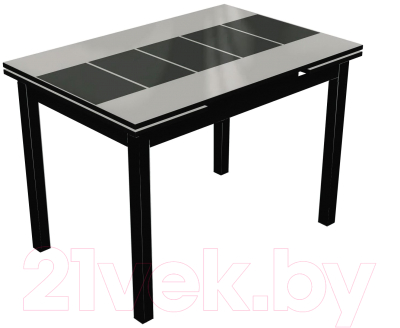 Обеденный стол Аврора Шанхай Каре 74x110-170x79 (белый/черный)