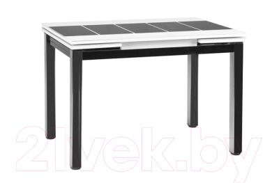 Обеденный стол Аврора Шанхай Каре 74x110-170x79 (белый/черный)