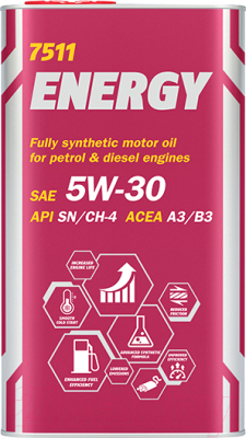 

Моторное масло Mannol, Energy 5W30 SN/CH-4 A3/B3 / MN7511-4ME