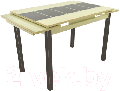 Обеденный стол Аврора Шанхай Каре 74x110-170x79 (молочный/коричневый)