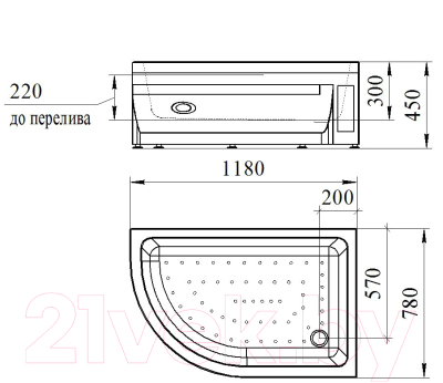 Душевой поддон Radomir 120x80 / 1-11-0-1-0-009