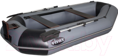 Надувная лодка Vivax К280Т с полом-книгой (без киля, серый/черный)