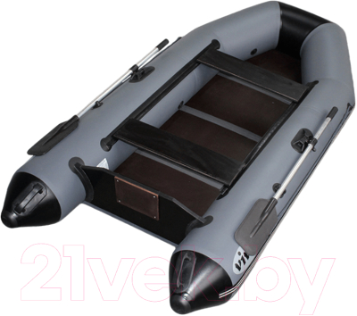 Надувная лодка Vivax Т280 с полом-книгой (с килем, серый/черный)