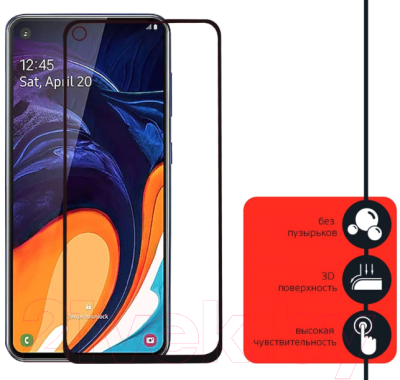 Защитное стекло для телефона Volare Rosso Fullscreen Full Glue для Galaxy A60 2019 (черный)