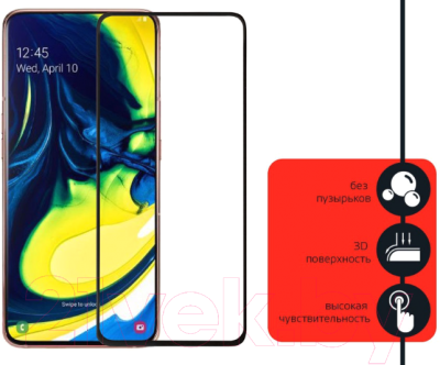 Защитное стекло для телефона Volare Rosso Fullscreen Full Glue для Galaxy A80 2019 (черный)