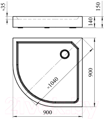 Душевой поддон Radomir A150 / 1-11-0-0-0-154 (90x90x15)