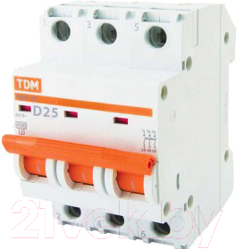 Выключатель автоматический TDM ВА 47-29 3Р 25А (D) 4.5кА / SQ0206-0175