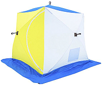 Палатка Стэк Куб-2 (3-слойная, дышащая, белый/голубой/желтый) - 