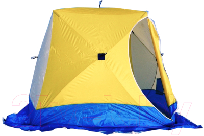 Палатка Стэк Куб-3 (белый/голубой/желтый)