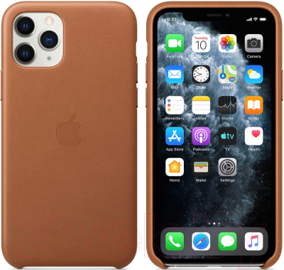 Чехол-накладка Apple Leather Case для iPhone 11 Pro Saddle Brown / MWYD2