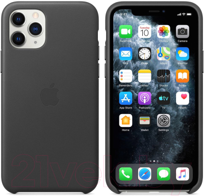 Чехол-накладка Apple Leather Case для iPhone 11 Pro Black / MWYE2