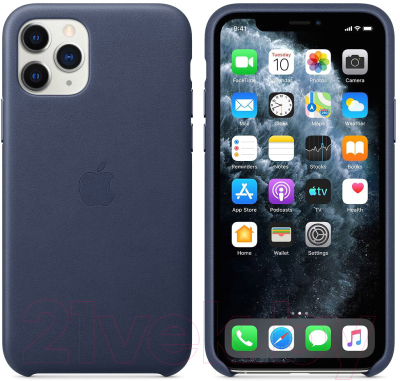 Чехол-накладка Apple Leather Case для iPhone 11 Pro Midnight Blue / MWYG2